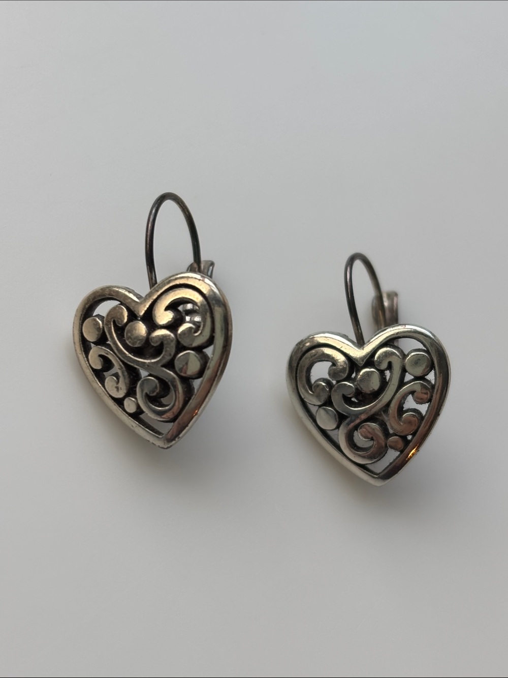 Brighton Heart Filigree Drop Earrings - Silver